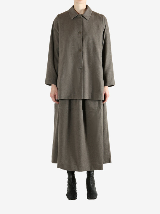 Grey coat, full body view