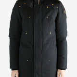 Black coat worn by a person, showing the coat's fit