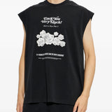 Black t-shirt worn by a person, showing the t-shirt fit