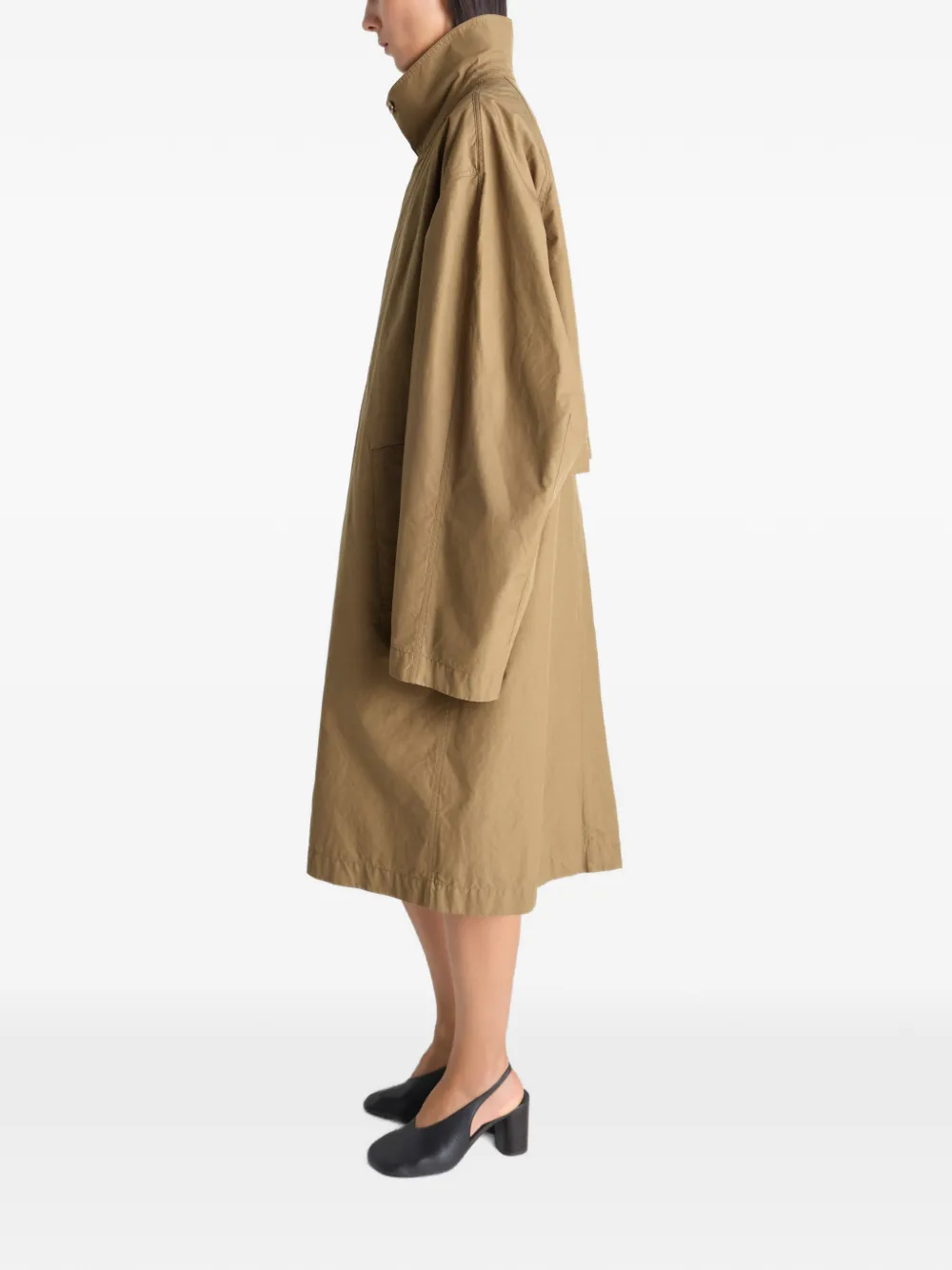 Tan jacket, full body view