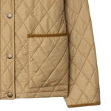 Close up of Tan jacket, showing texture of the 100% polyamide fabric
