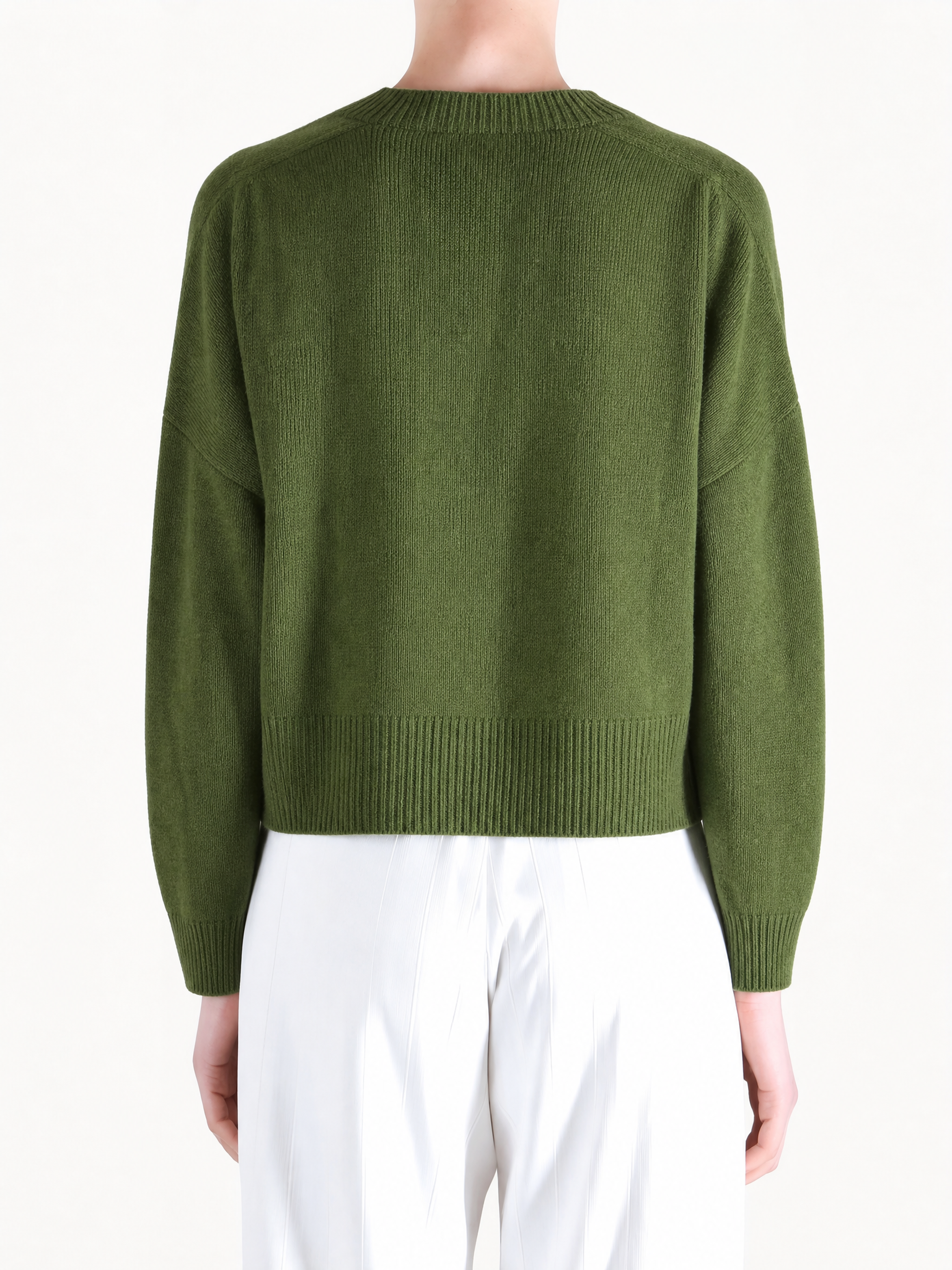 Green knitwear, full body view