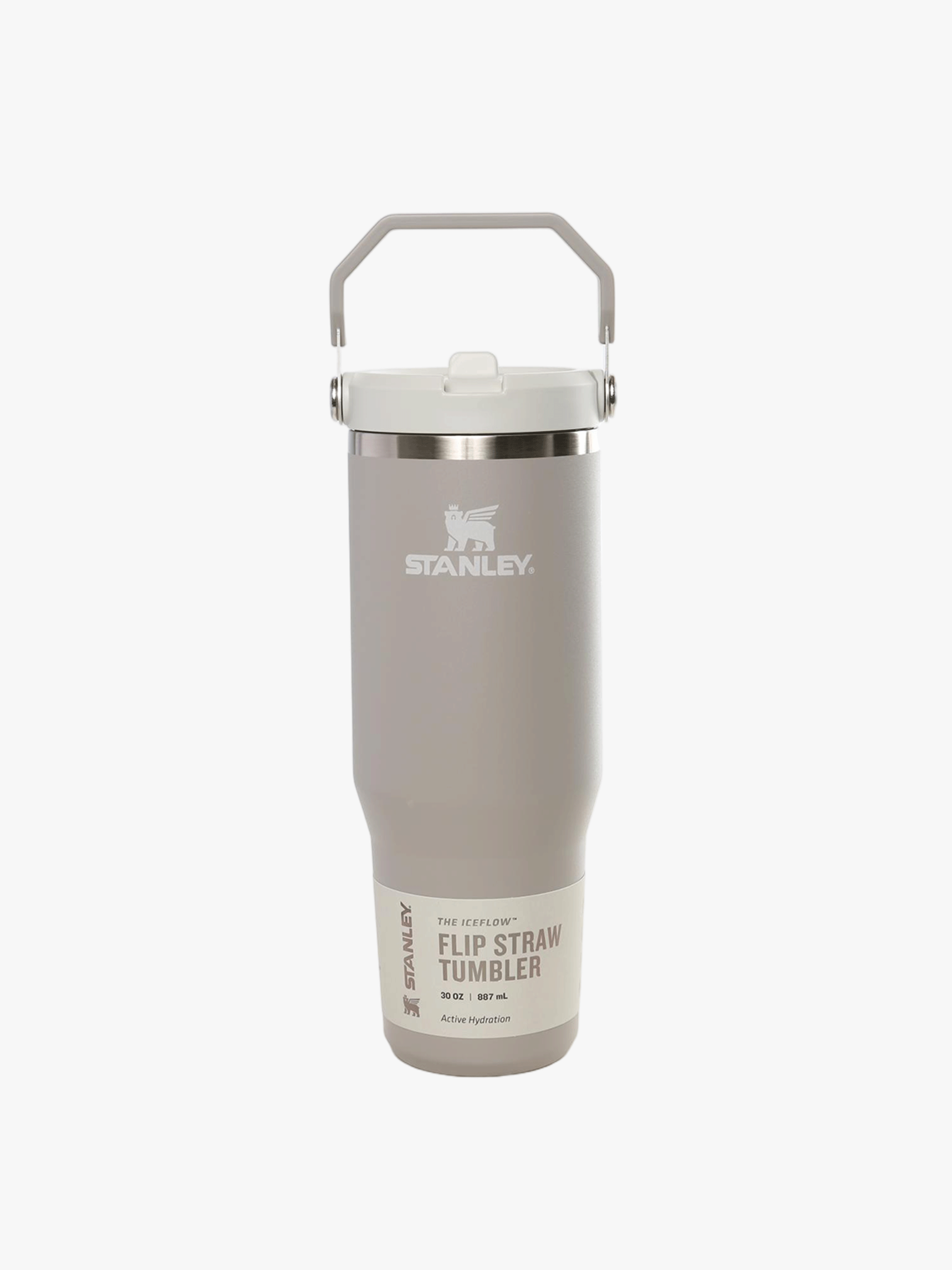 Grey tumbler, front view