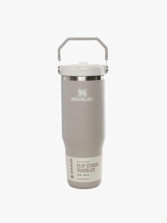 Grey tumbler, front view