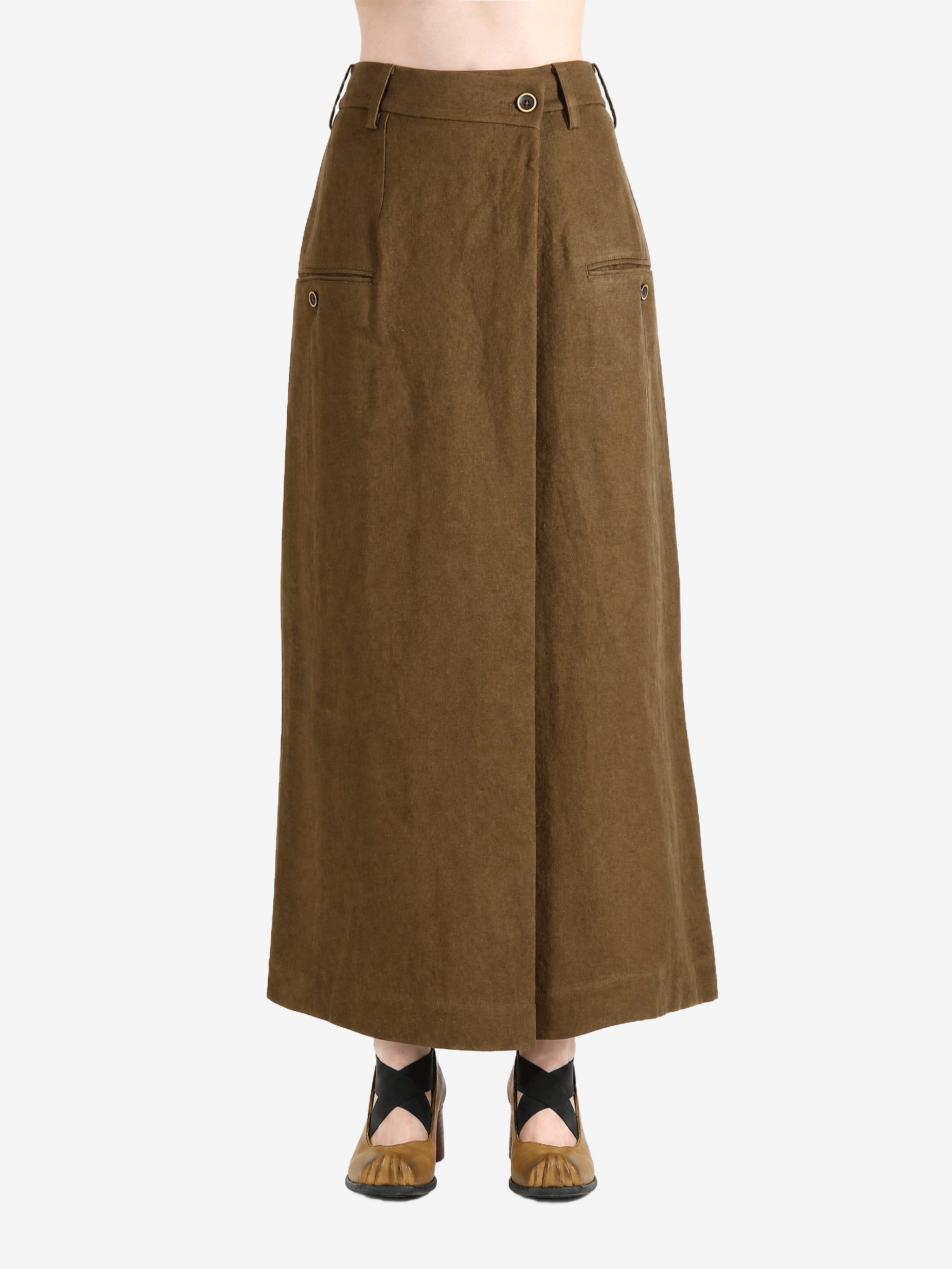 Brown skirt, full body view