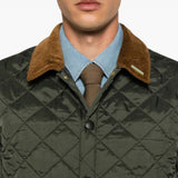 Green jacket worn by a person, showing the jacket fit