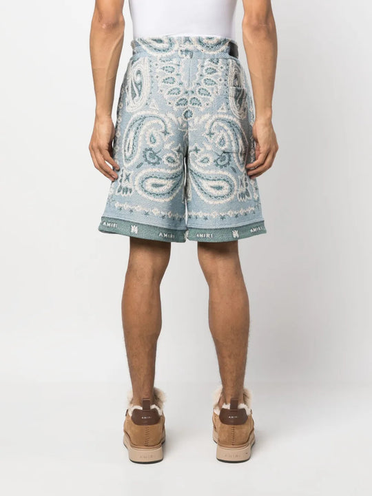 Blue shorts, full body view
