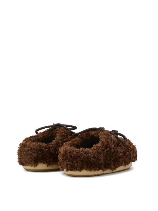 Brown mules, side view