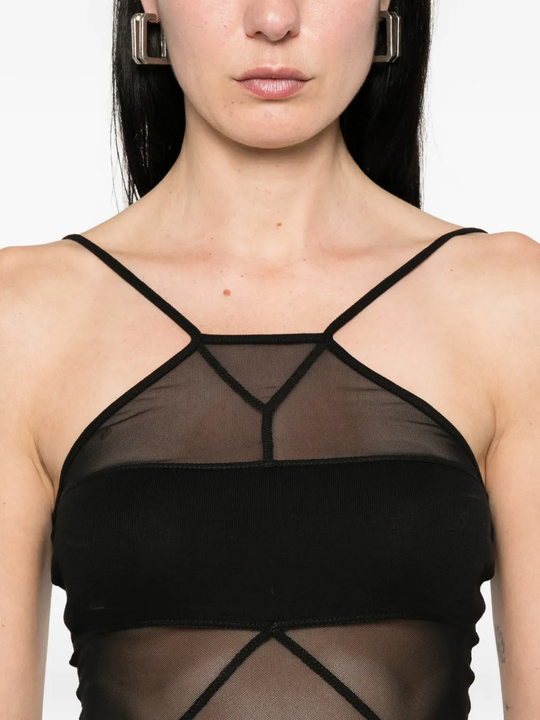 Close up of black top,showing texture of the cotton fabric.