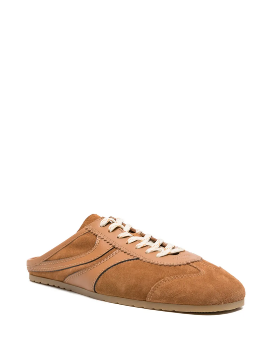 Tan shoes,side view