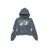 green hoodie, front view