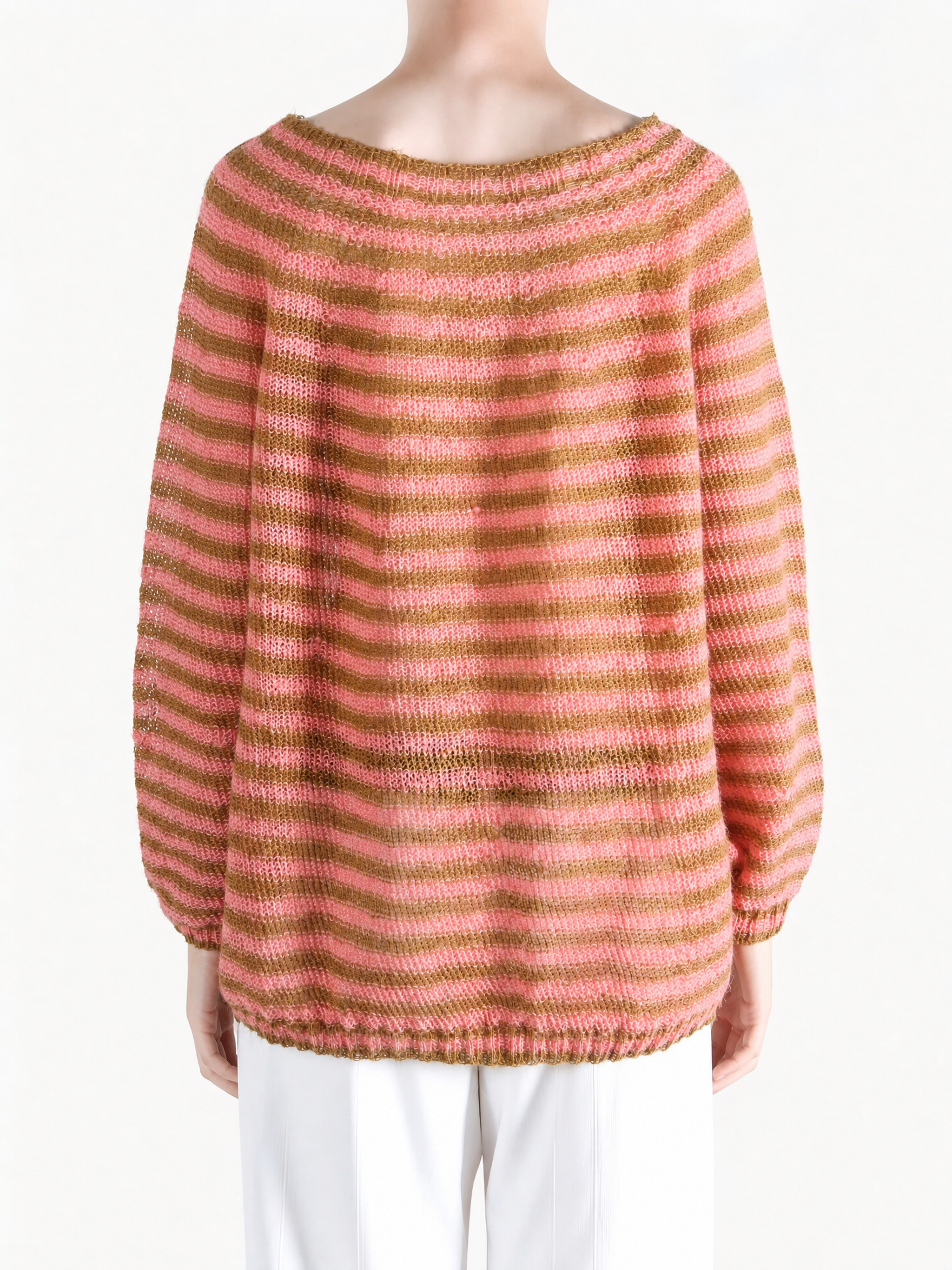 Pink knitwear, full body view