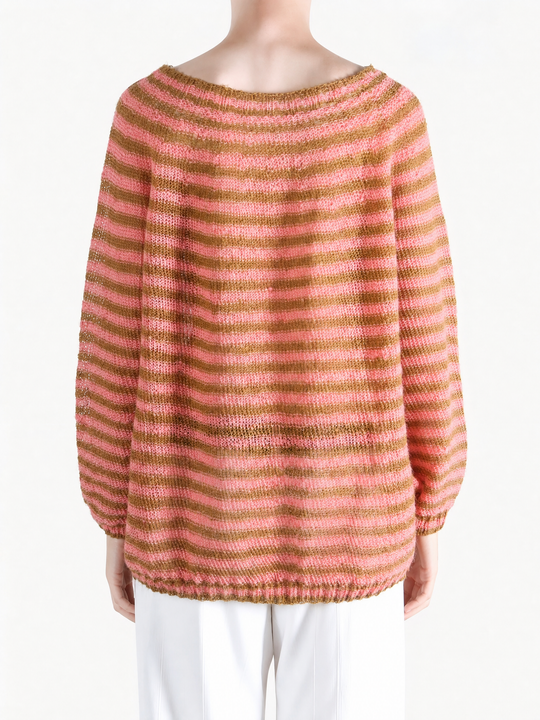 Pink knitwear, full body view