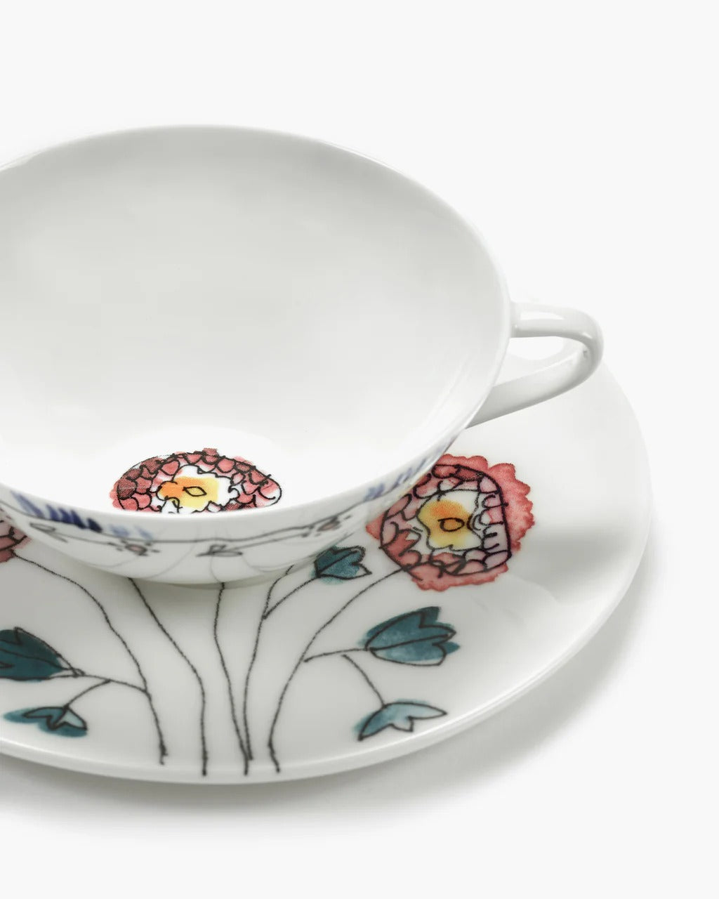 Close up of white cup , showing texture of the bone porcelain fabric