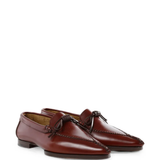 Burgundy flats, front view