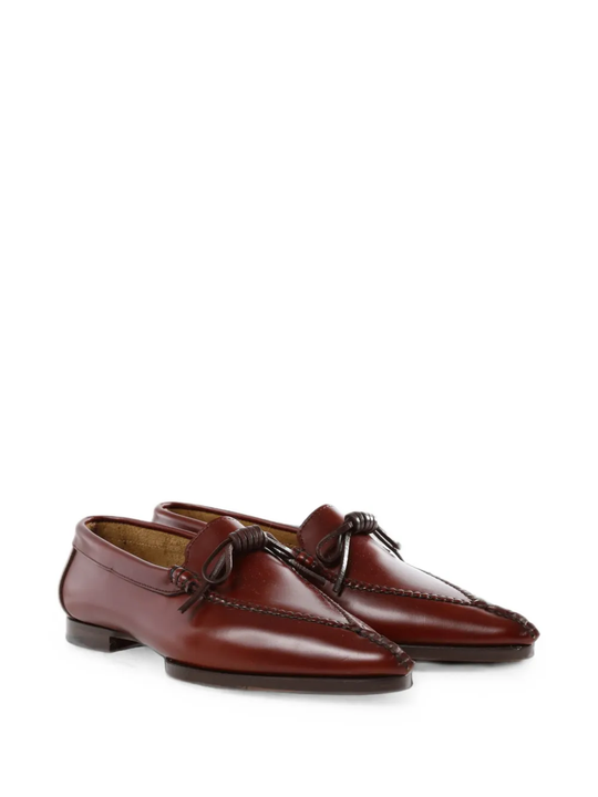 Burgundy flats, front view