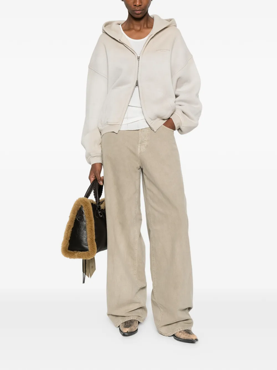 Tan hoodie,full body view