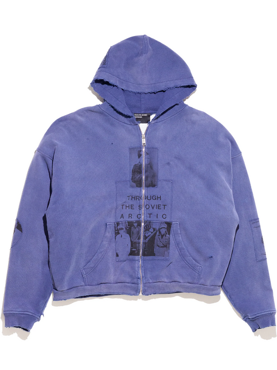 Blue hoodie, front view