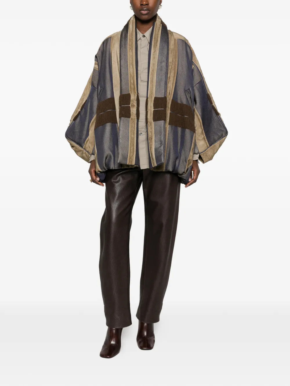 Tan jacket, full body view