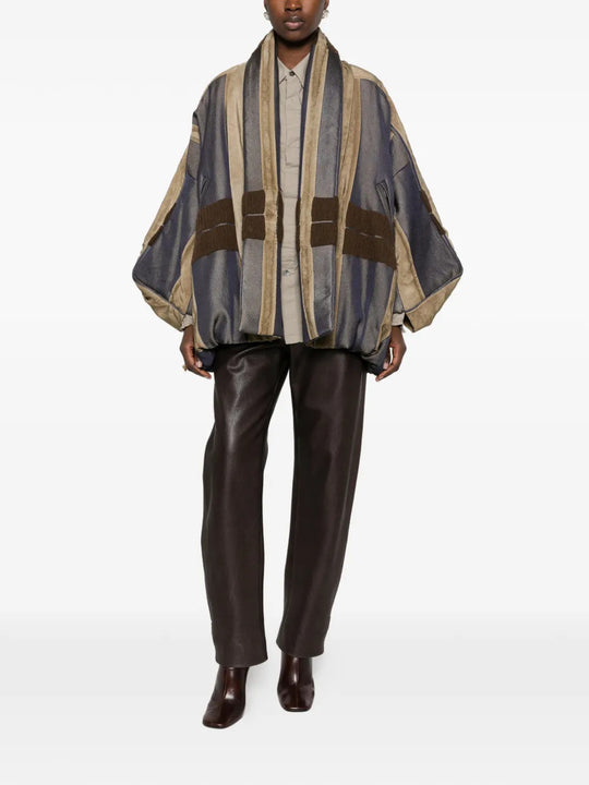 Tan jacket, full body view