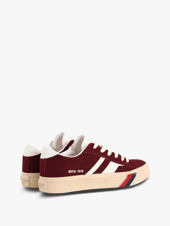 Burgundy shoes, front view