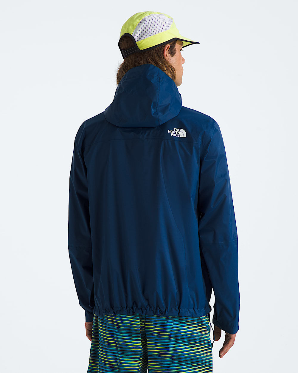 Blue jacket, full body view