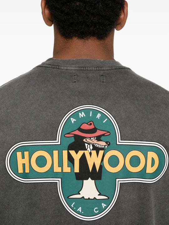 Close up of grey T-shirt, showing texture of the cotton fabric