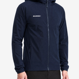 Navy jacket, full body view