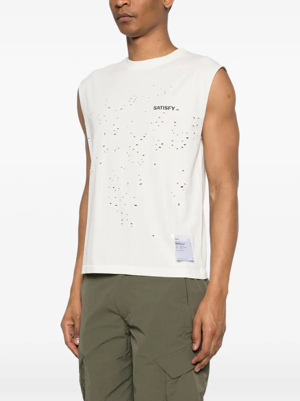 Grey t-shirt worn by a person, showing the t-shirt fit