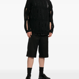 Black shorts worn by a person, showing the shorts's fit