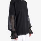 ANN DEMEULEMEESTER - Women Loes Boxy Fit Silkchiffon Lace Sleeves T-Shirt