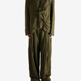 Green blazer, full body view