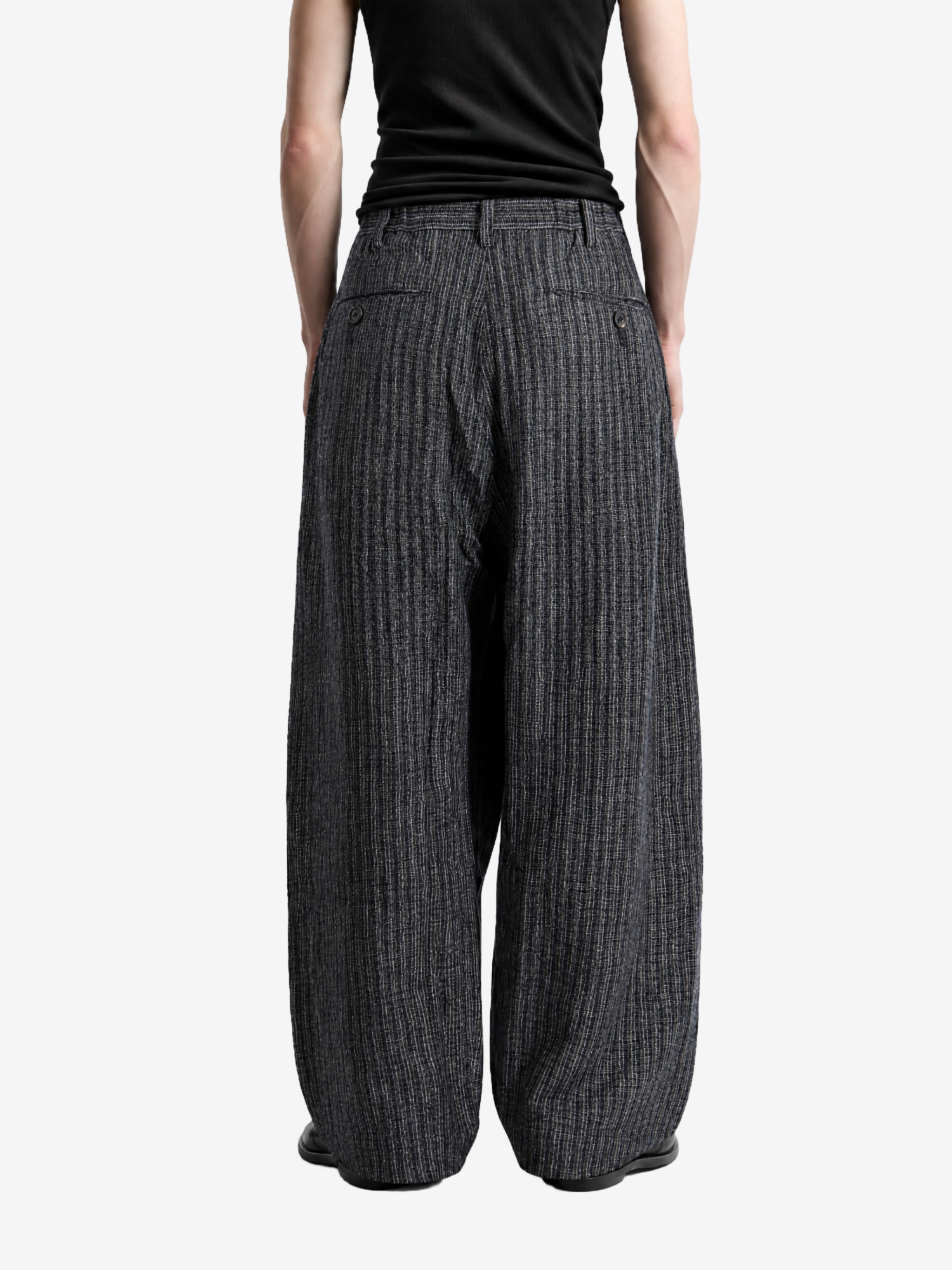 Grey pants, full body view
