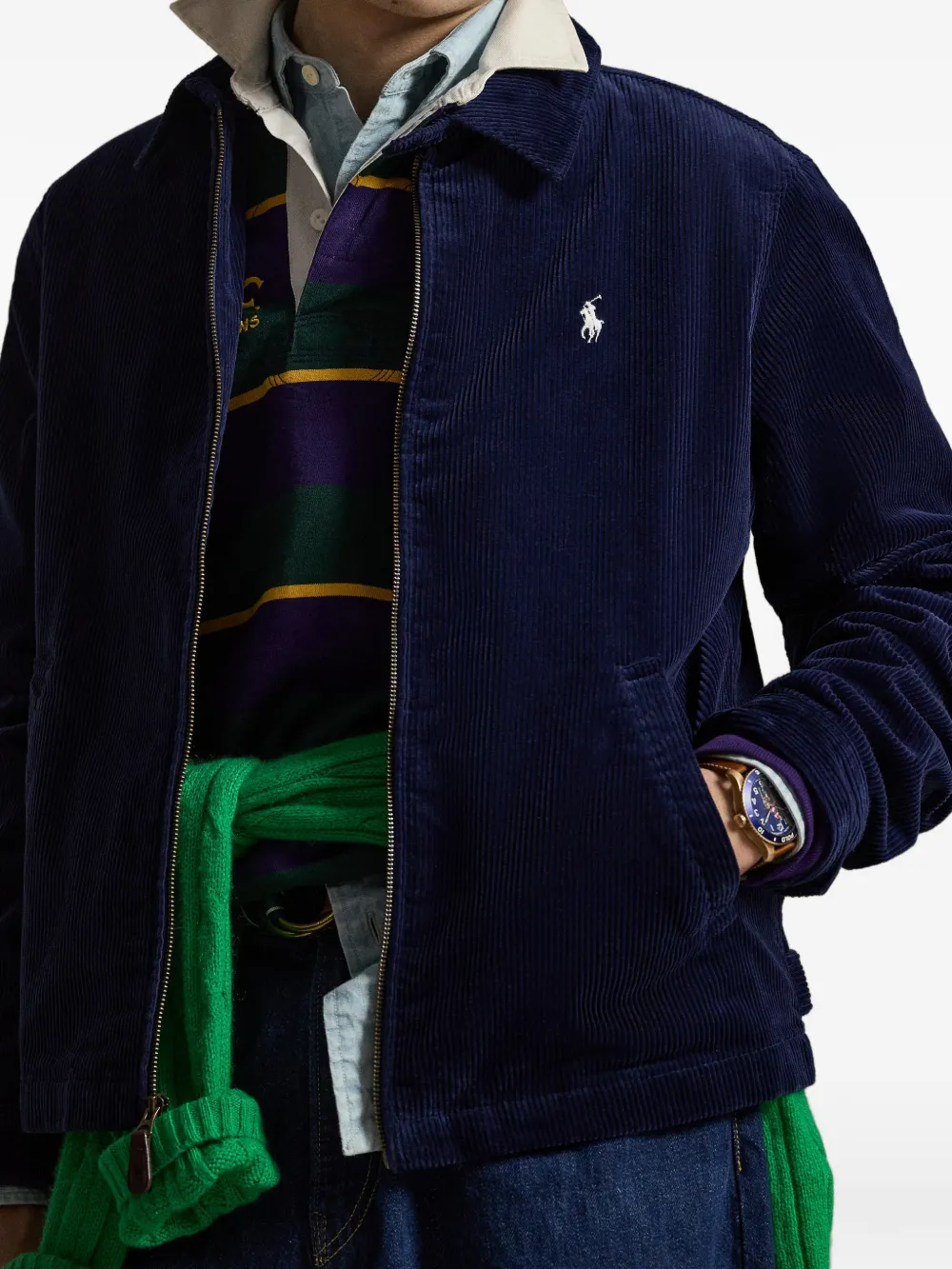 Blue jacket worn by a person, showing the blue jacket's fit