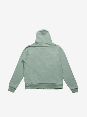 Green hoodies, back view
