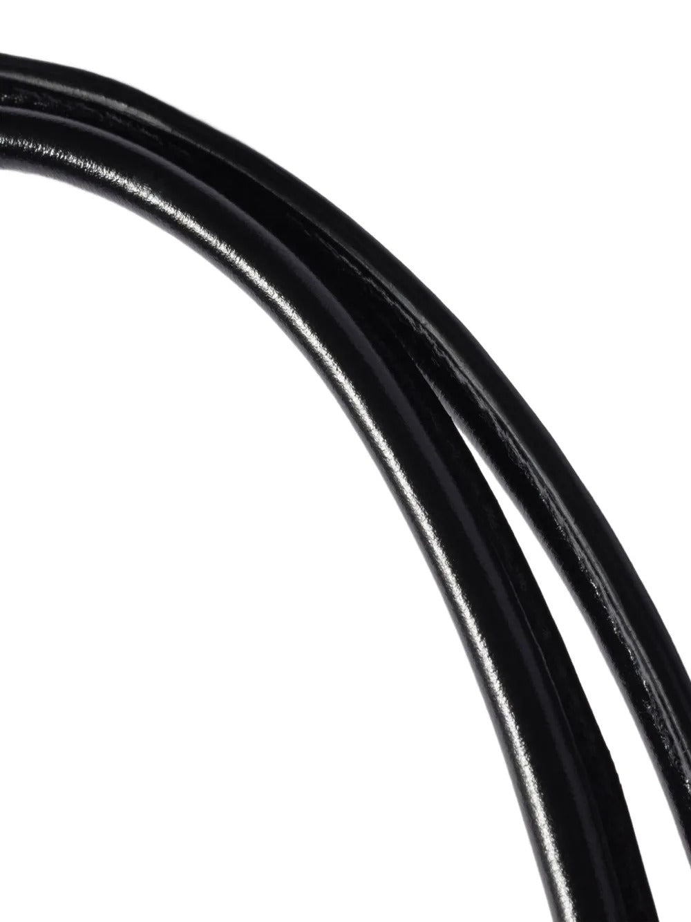 Close up of black bags, showing texture of the calfskin fabric