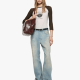 Brown t-shirt, full body view