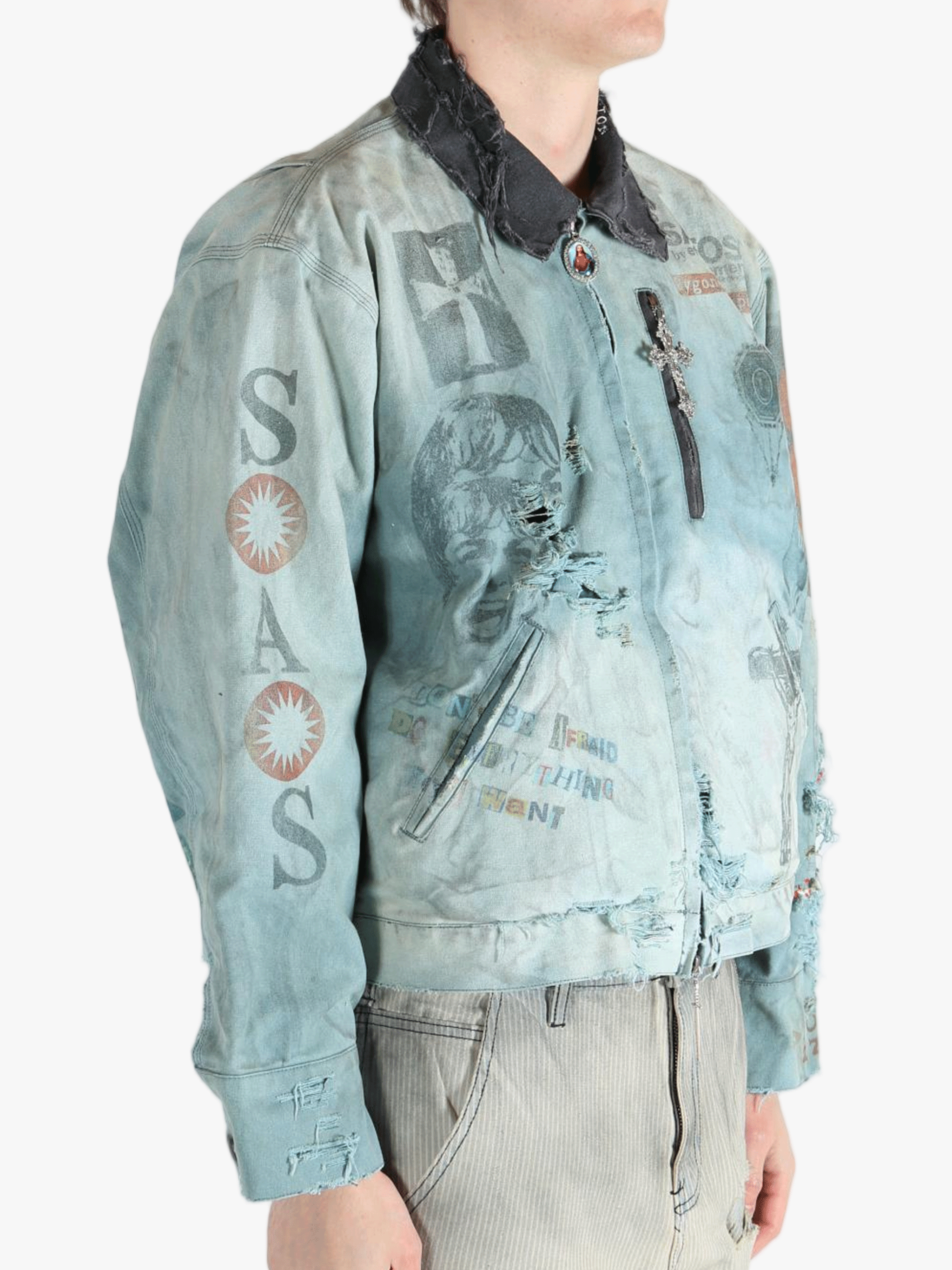 Grey jacket worn by a person, showing the jacket's fit