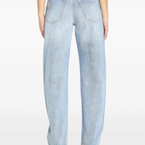 blue jeans worn by a person, showing the jeans fit