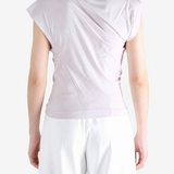 Purple top worn by a person, showing the top fit