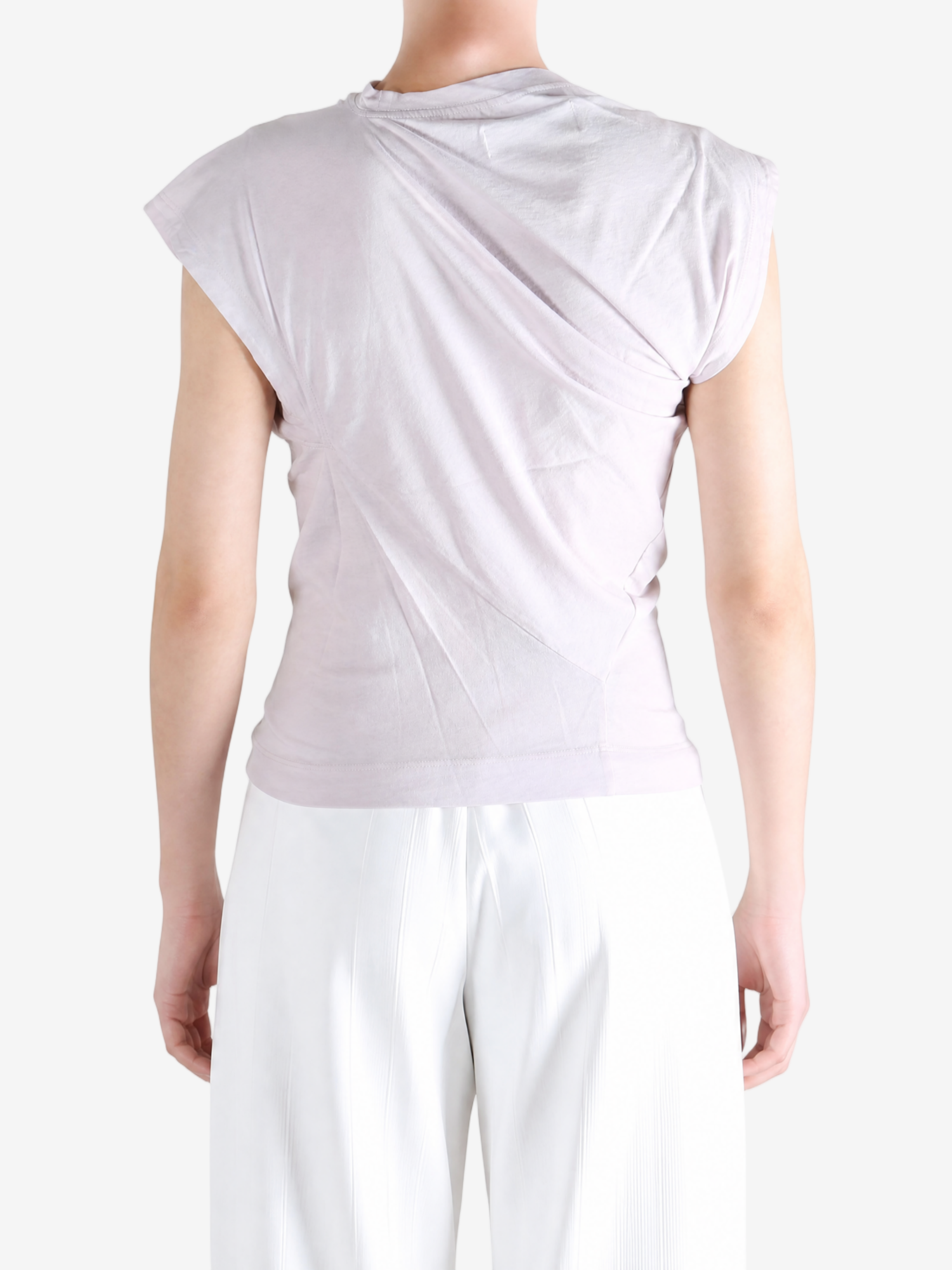 Purple top worn by a person, showing the top fit