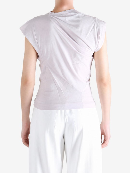 Purple top worn by a person, showing the top fit