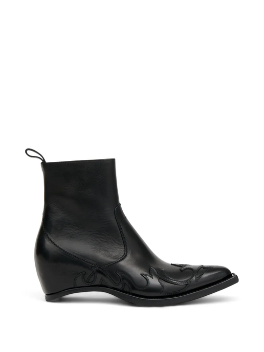 Black boot, front view