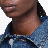 Blue jewelry worn by a person, showing the jewelry fit