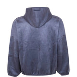 Blue hoodie, back view