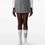 THOM BROWNE - Women Wool Mini Length Drawstring Pleated Skirt 415 NAVY 40