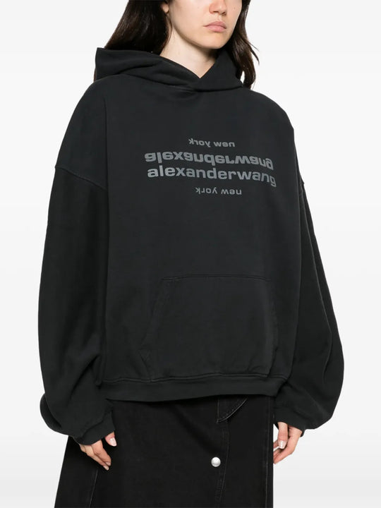 Black hoodie, full body view