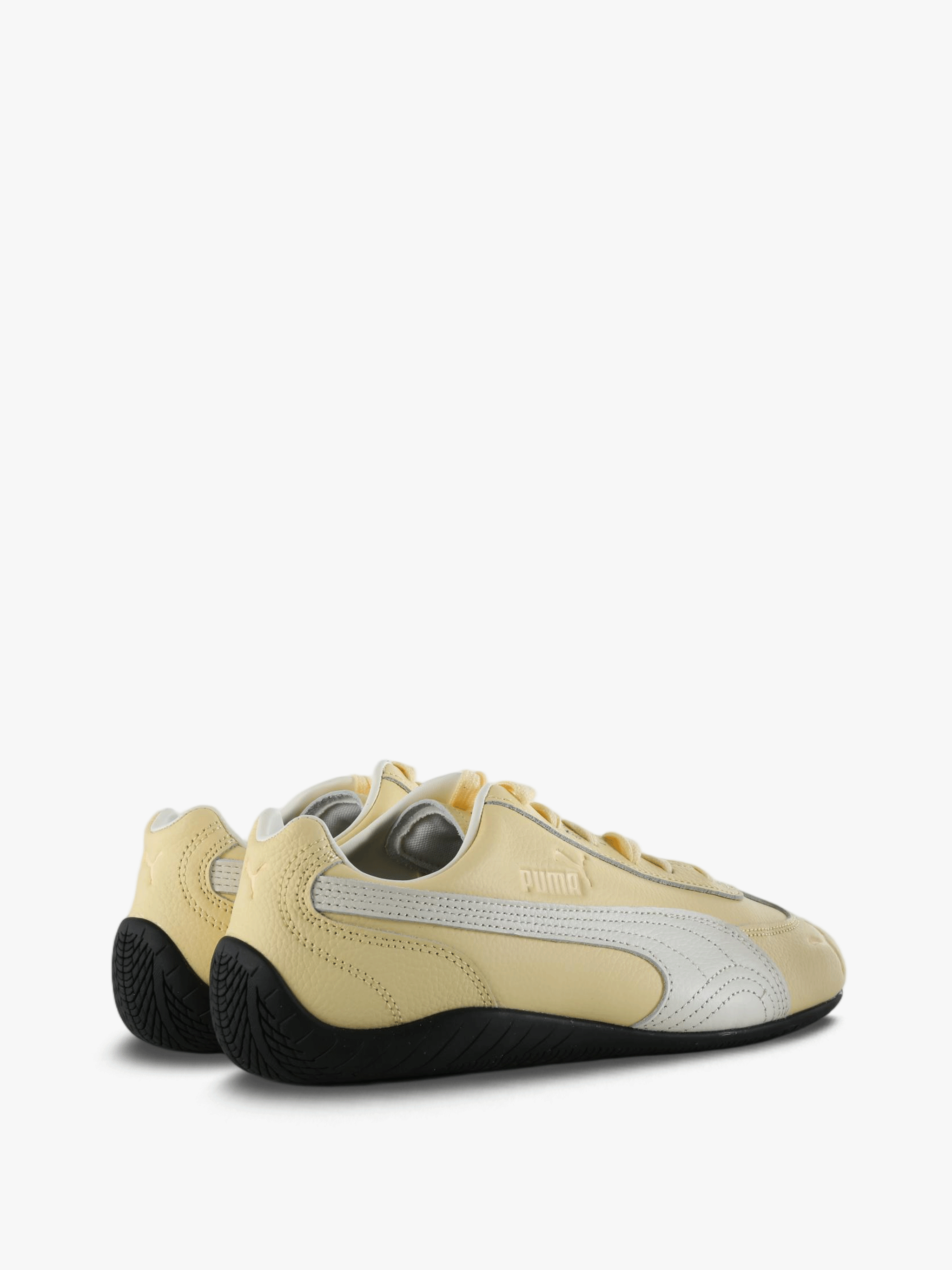 Tan shoes, side view