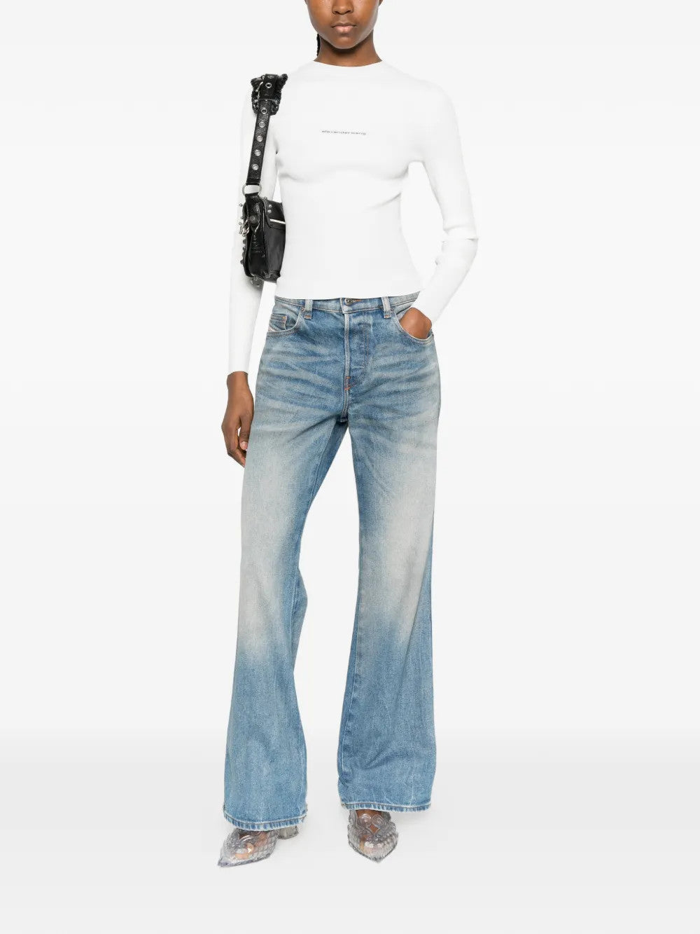 White top, full body view