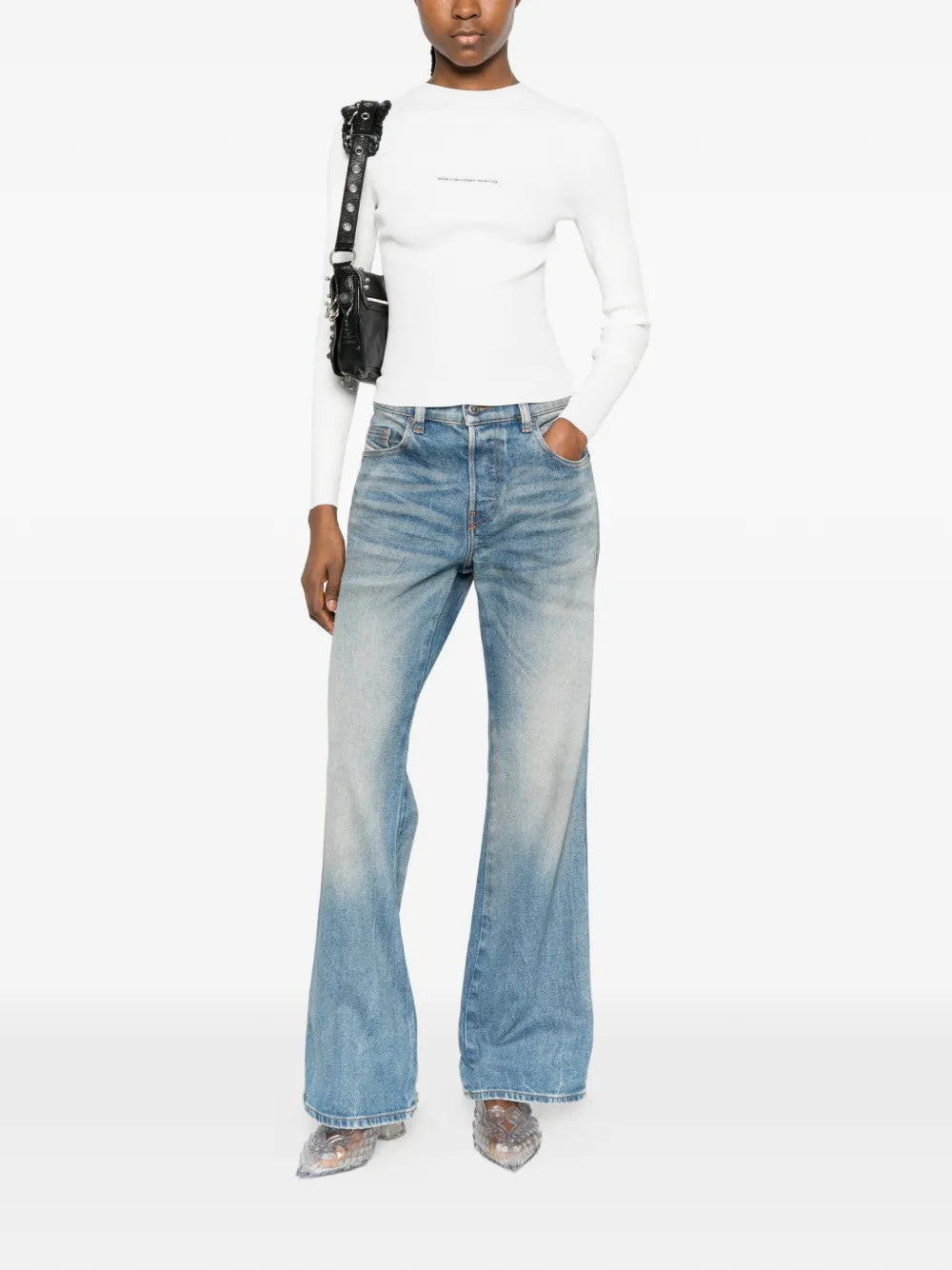 White top, full body view